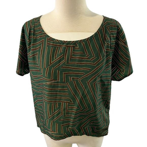 🌿4/$35🌿 MINE Green Brown‎ Polyester Striped Crop Top (S)